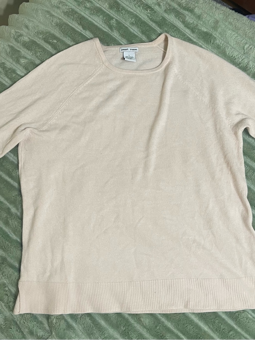 Sweet Romeo Light Beige Crewneck Sweater Top